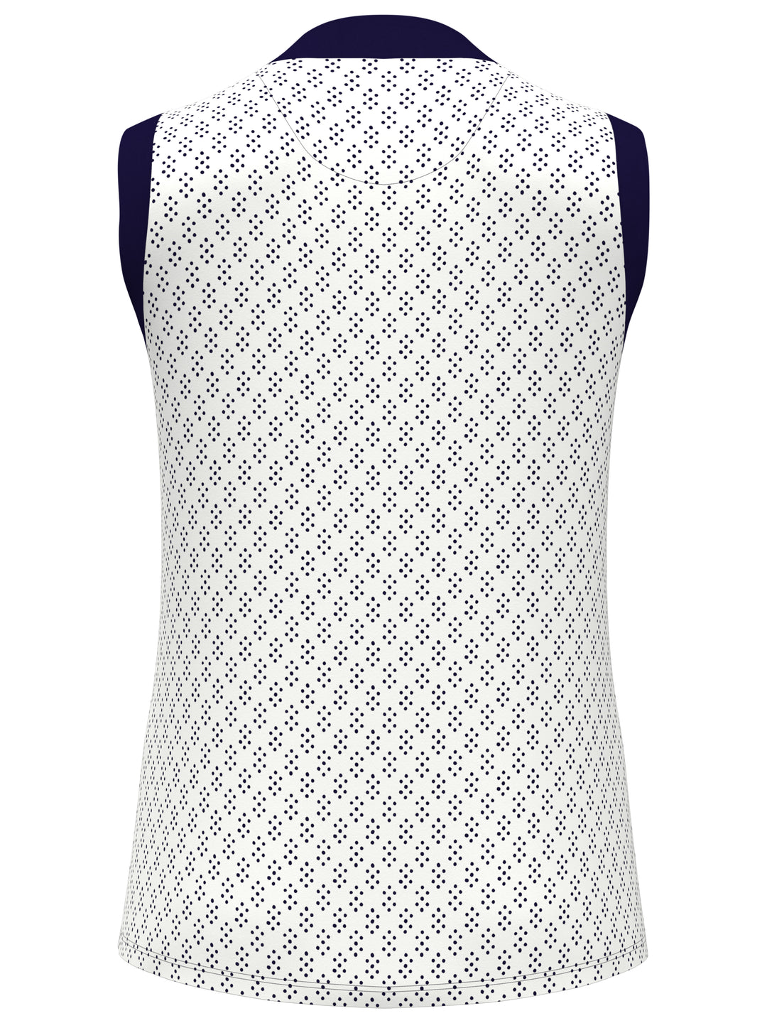 Geo Print Golf Shirt with Mandarin Collar (Bright White) 