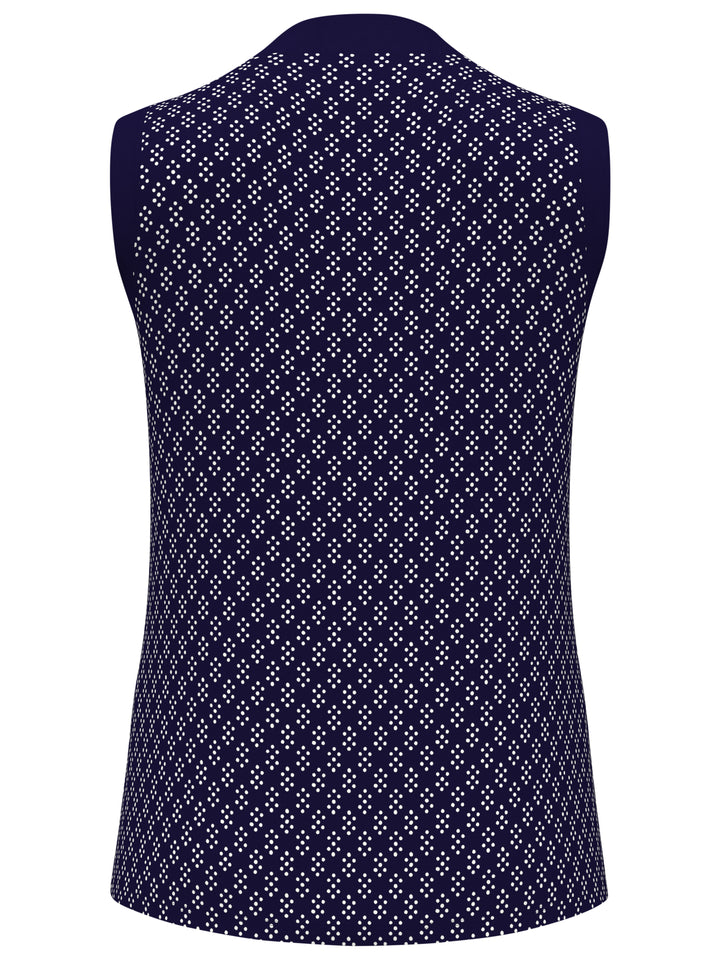 Geo Print Golf Shirt with Mandarin Collar (Peacoat) 