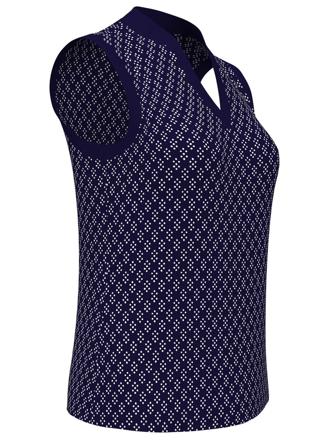 Geo Print Golf Shirt with Mandarin Collar (Peacoat) 