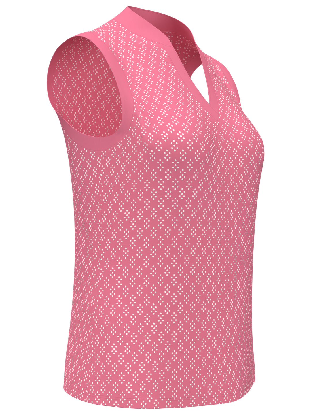 Geo Print Golf Shirt with Mandarin Collar (Flowering Ginger) 