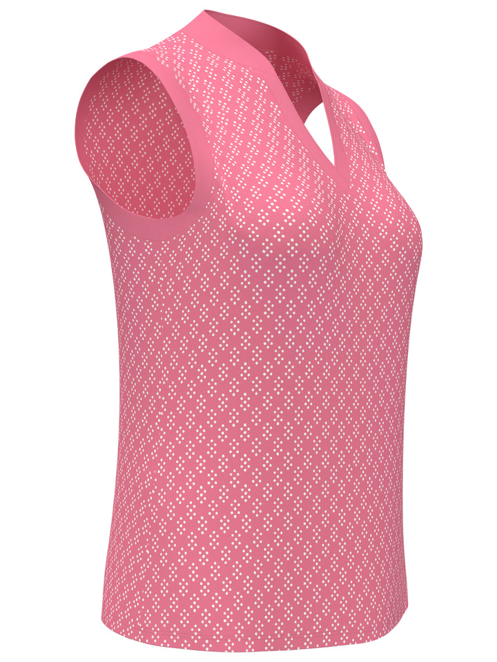 Geo Print Golf Shirt with Mandarin Collar (Flowering Ginger) 