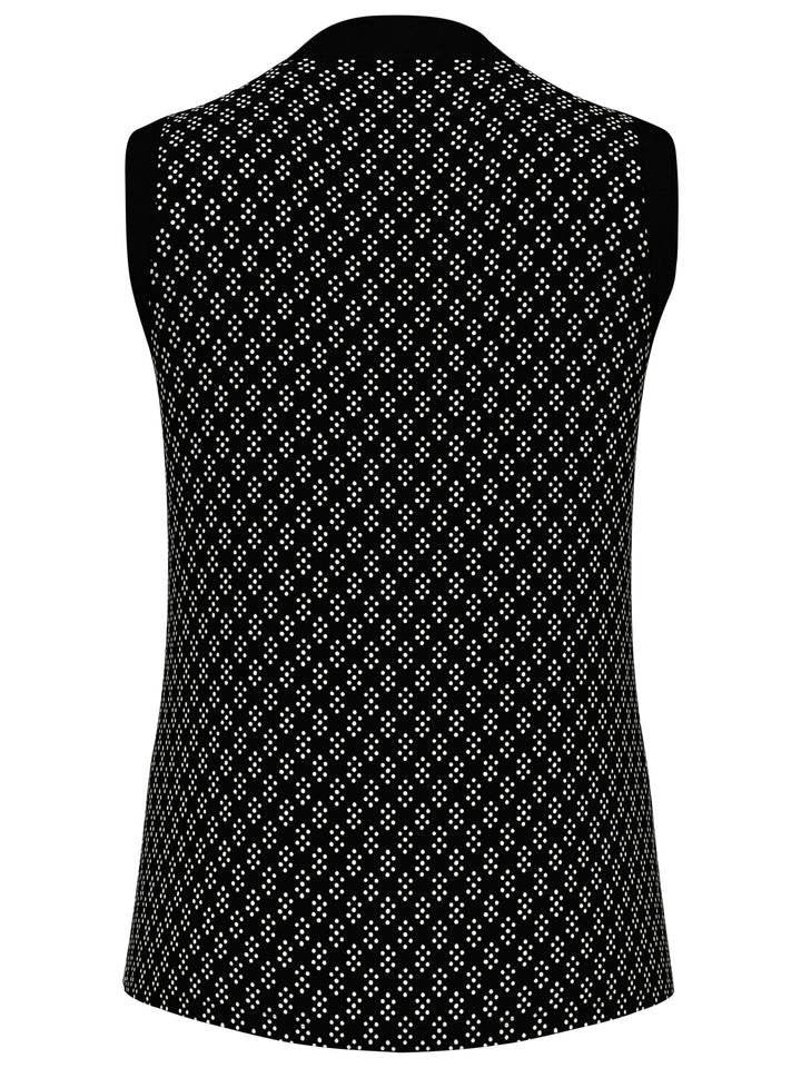Geo Print Golf Shirt with Mandarin Collar (Caviar) 
