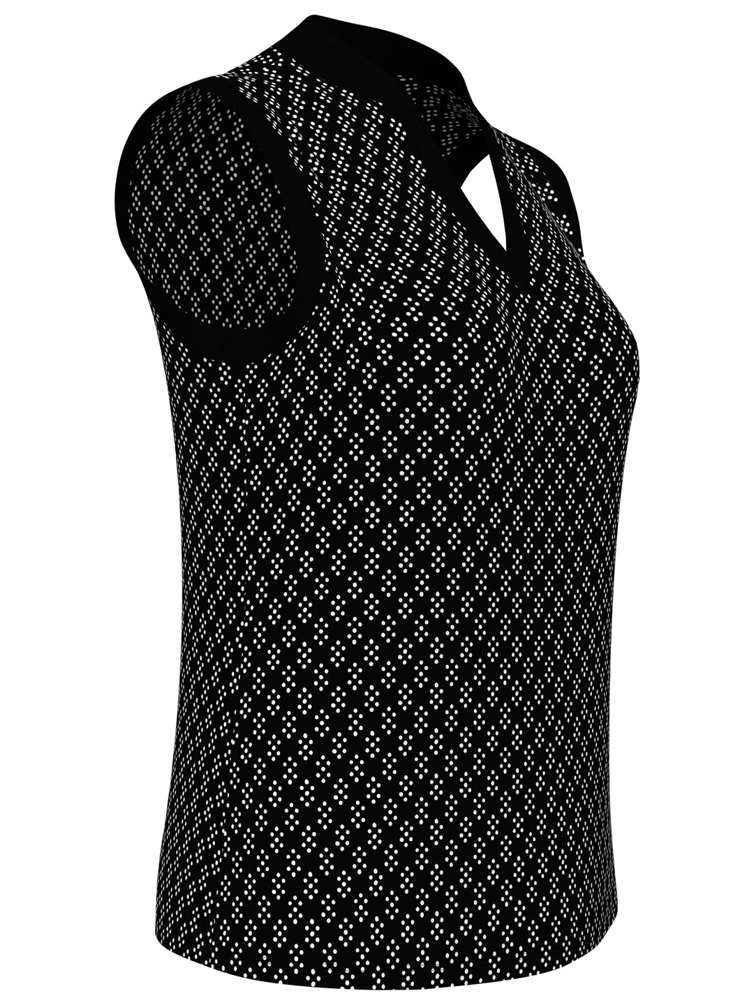 Geo Print Golf Shirt with Mandarin Collar (Caviar) 