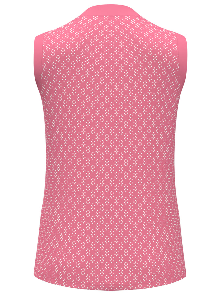 Geo Print Golf Shirt with Mandarin Collar (Flowering Ginger) 