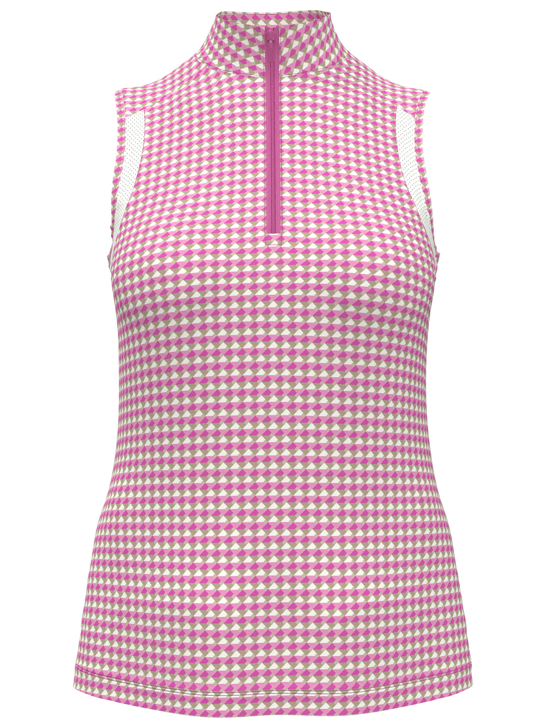 Geo Print Mock Neck Golf Top (Super Pink) 