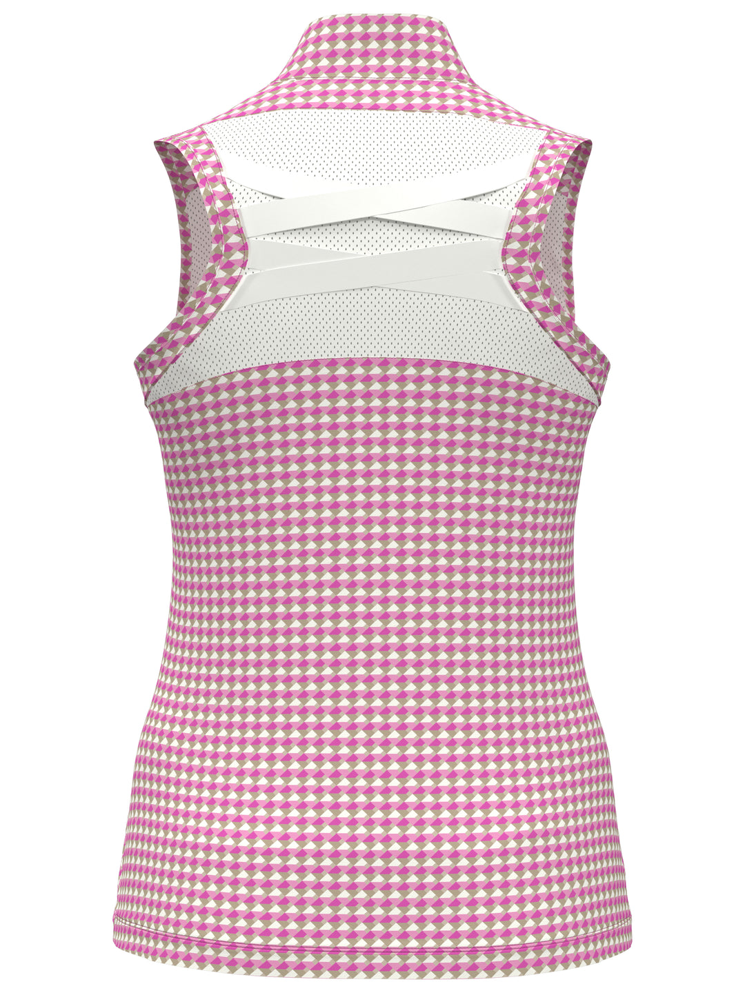 Geo Print Mock Neck Golf Top (Super Pink) 