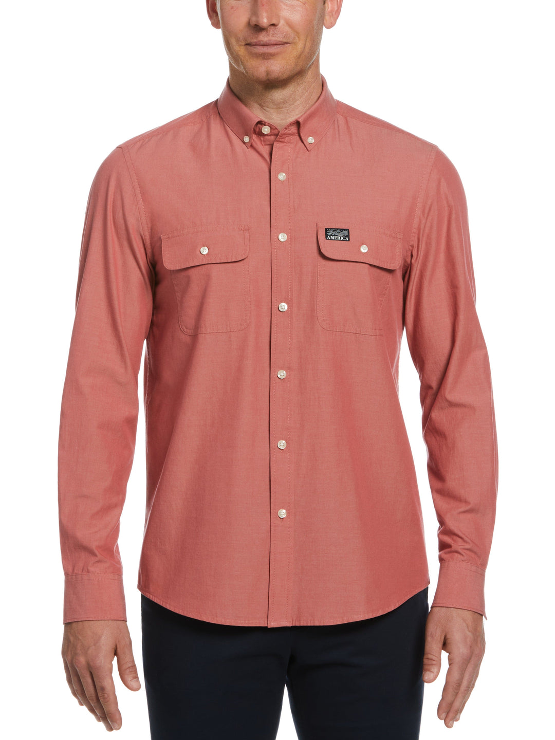 Long Sleeve Washed Oxford Shirt (Garnet Rose) 