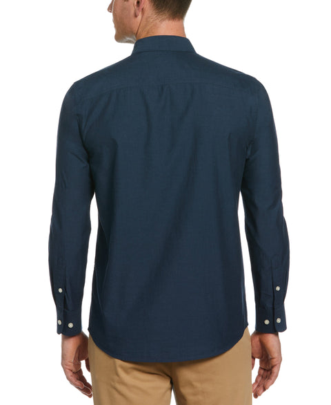 Long Sleeve Washed Oxford Shirt (Captains Blue) 