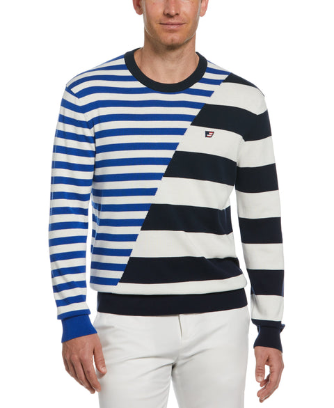 Double Stripe Crew Neck Sweater (Dark Sapphire) 