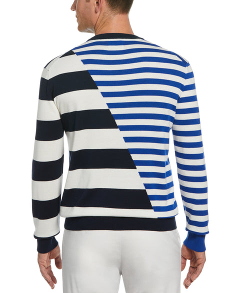 Double Stripe Crew Neck Sweater (Dark Sapphire) 