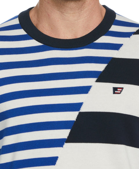 Double Stripe Crew Neck Sweater (Dark Sapphire) 