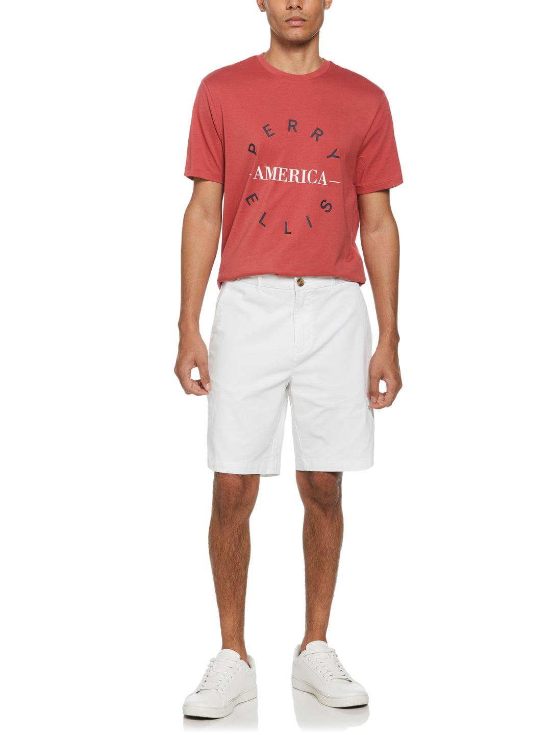 Flat Front Stretch Chino Short (Bright White) 