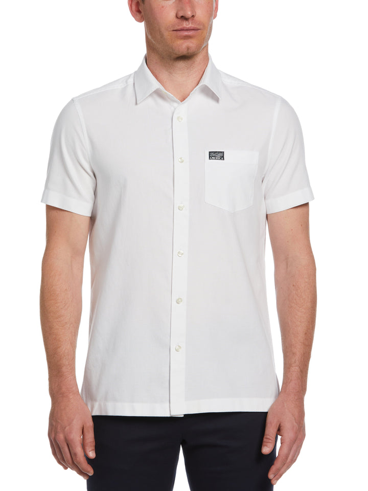 Short Sleeve Solid Oxford Shirt (Bright White) 