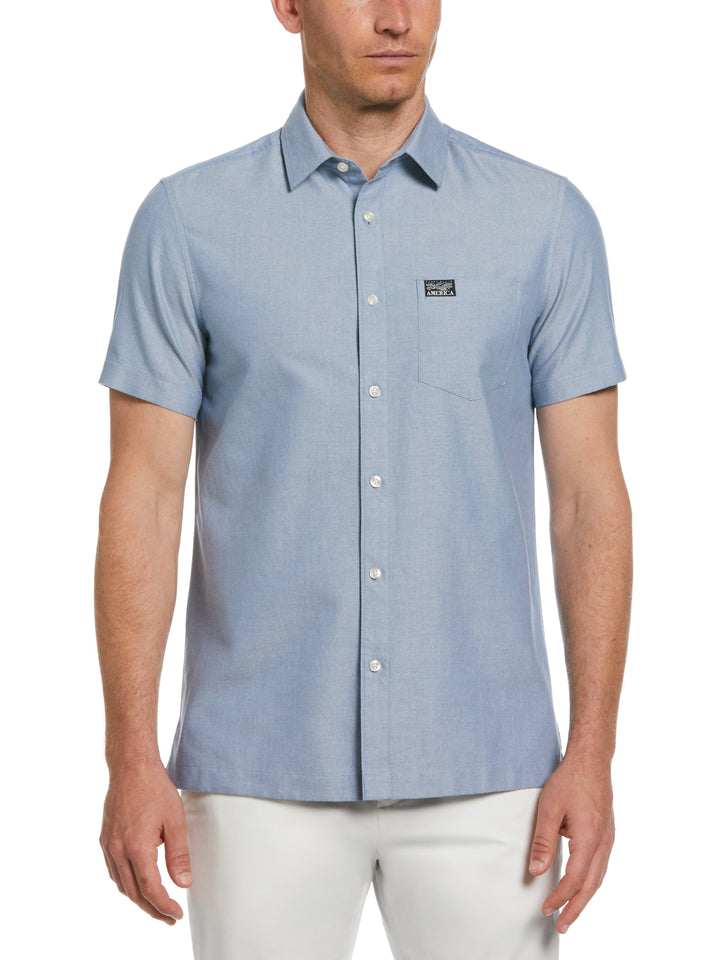 Short Sleeve Solid Oxford Shirt (Captains Blue) 