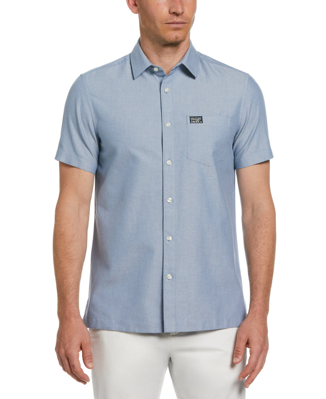 Short Sleeve Solid Oxford Shirt (Captains Blue) 