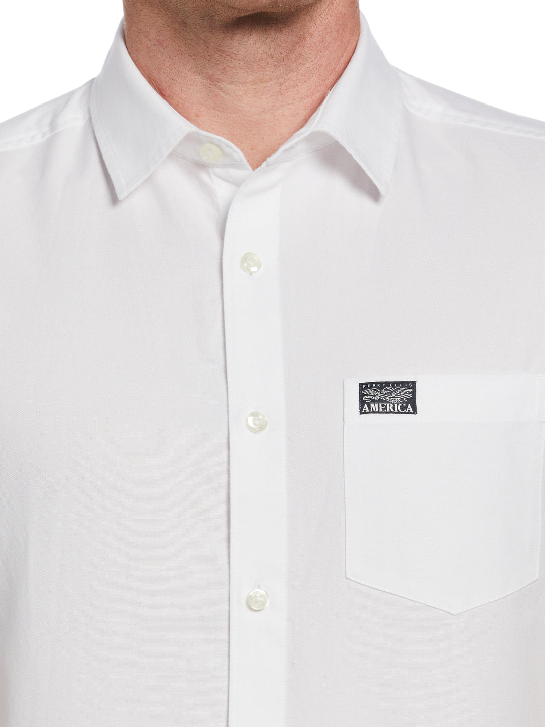 Short Sleeve Solid Oxford Shirt (Bright White) 
