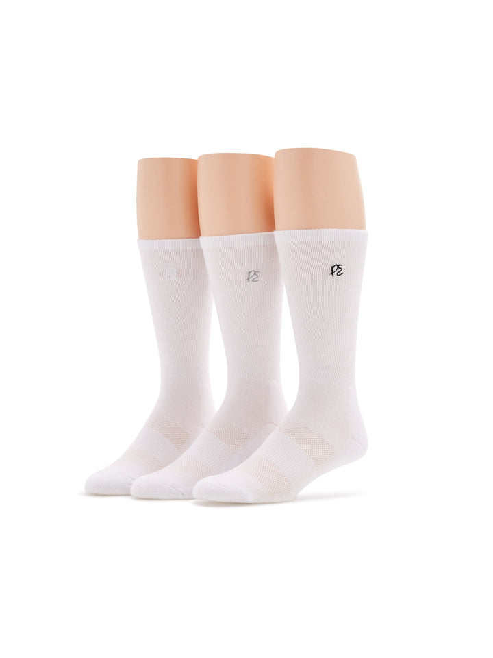 3-PK Casual Luxe Rib PE Logo Crew (White) 