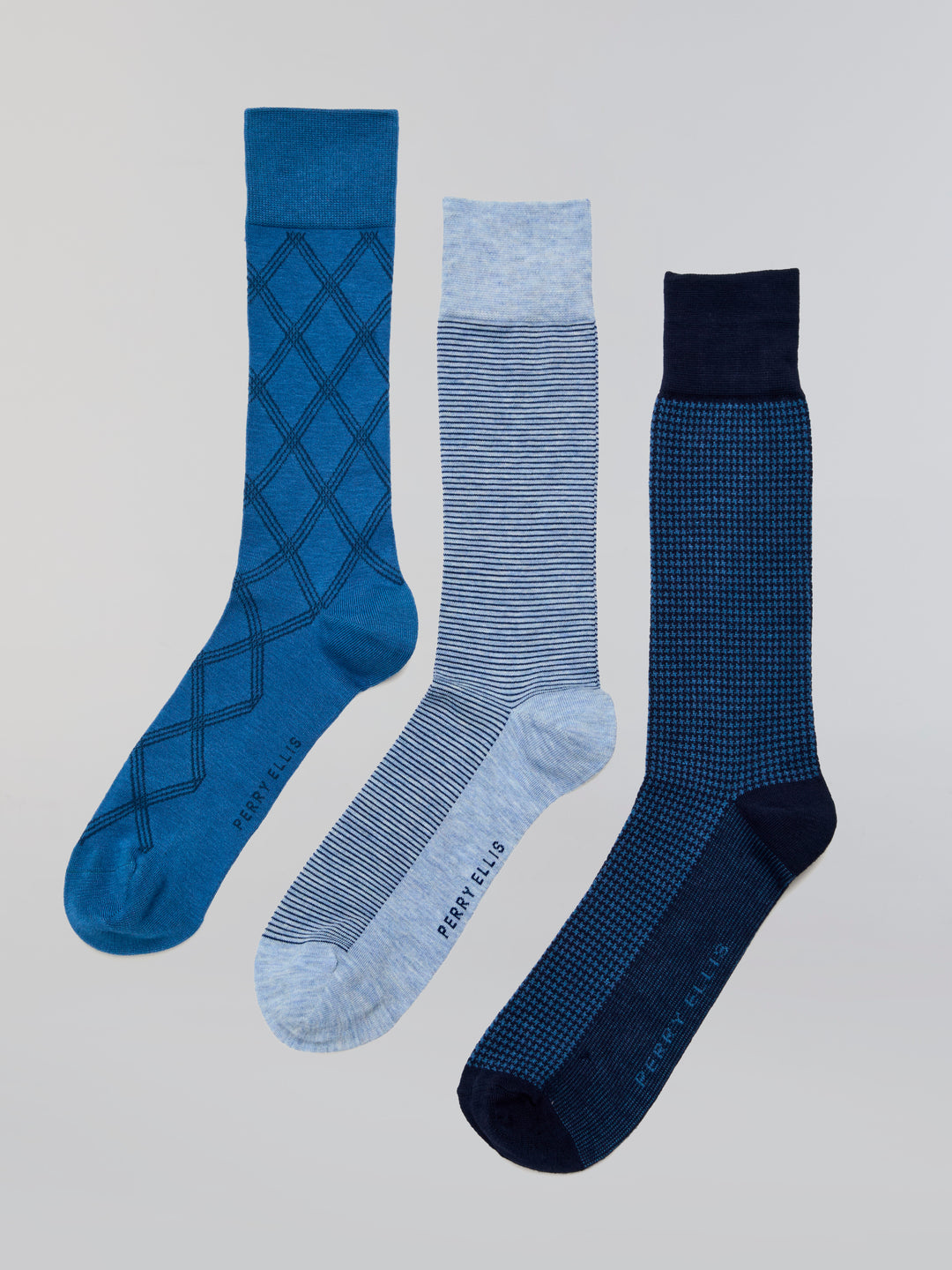 Men's 3-Pack Everyday Diamond Mix Socks (Blue Asst) 