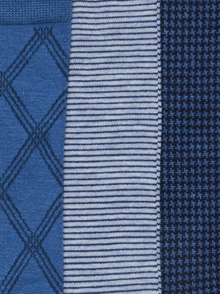 Men's 3-Pack Everyday Diamond Mix Socks (Blue Asst) 