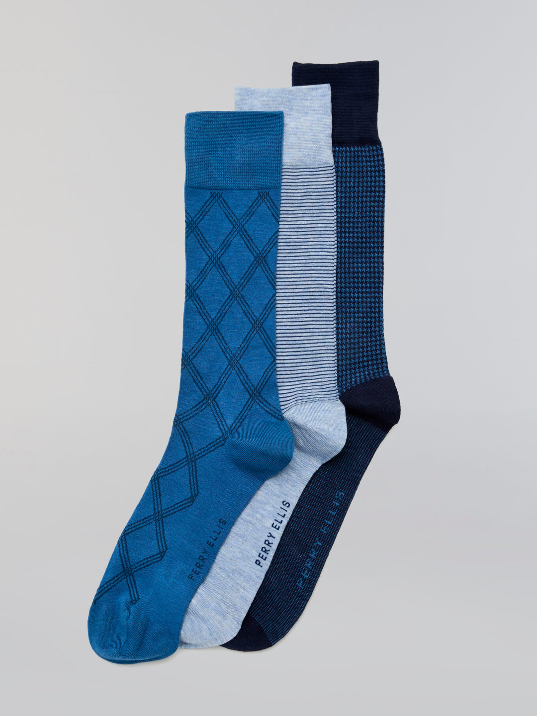 Men's 3-Pack Everyday Diamond Mix Socks (Blue Asst) 