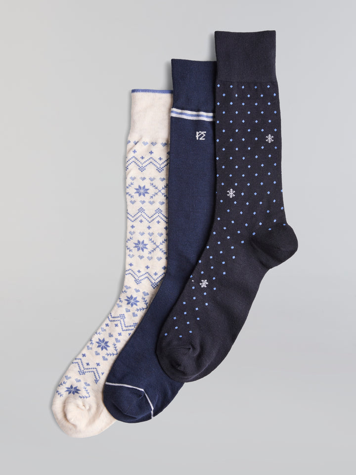 Fair Isle Polka Dot Flat Knit Socks (3 Color Asst) 