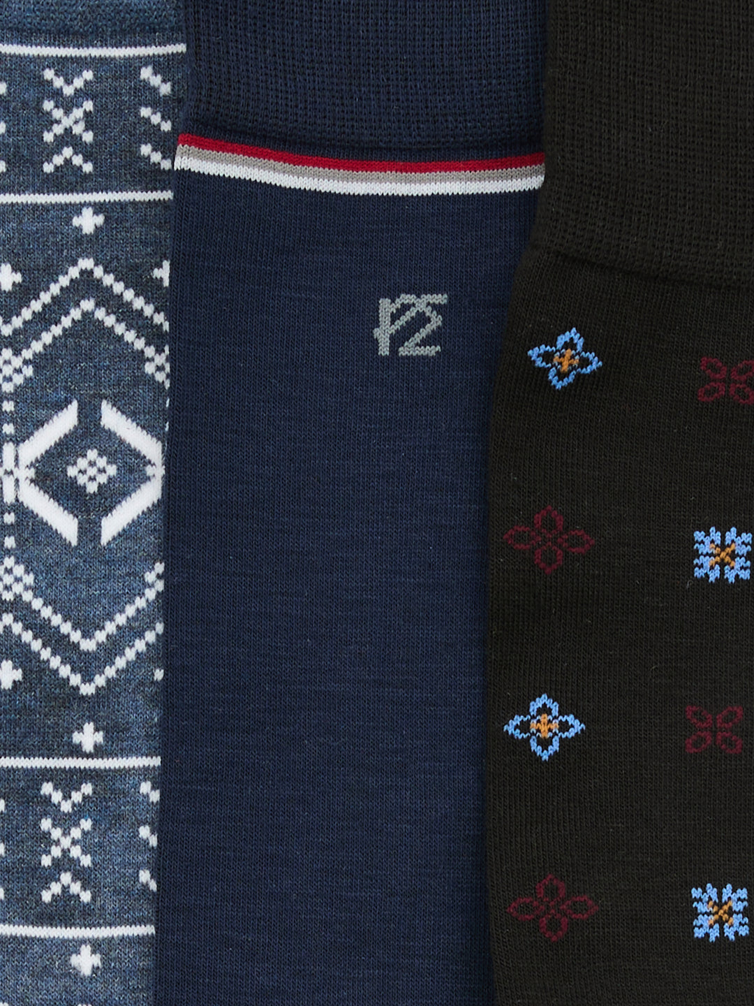 3-Pack Fair Isle and Neat Pattern Socks (3 Color Asst) 