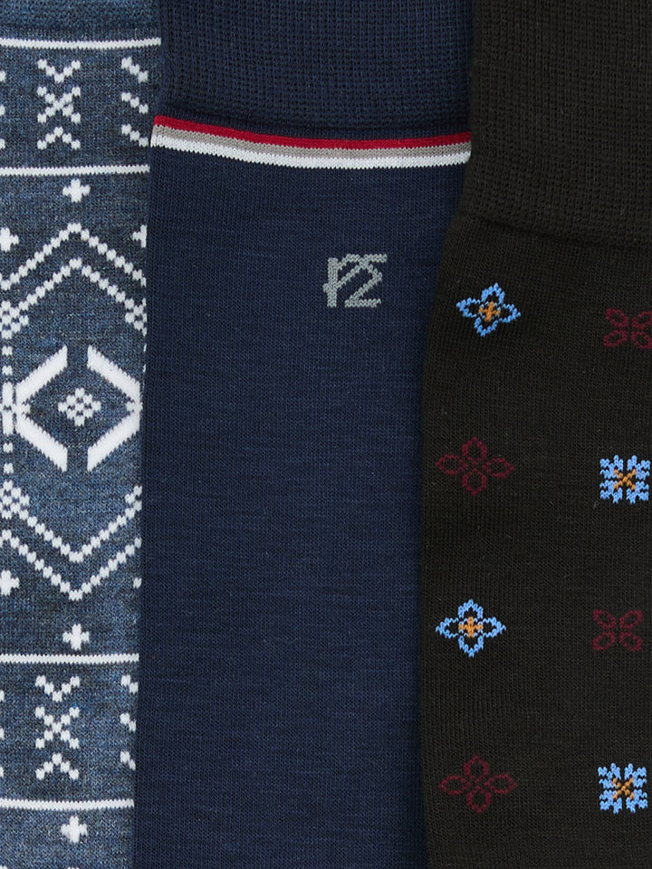 3-Pack Fair Isle and Neat Pattern Socks (3 Color Asst) 