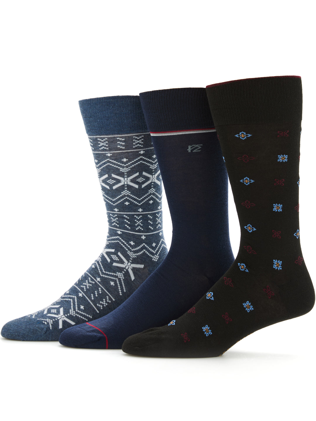 3-Pack Fair Isle and Neat Pattern Socks (3 Color Asst) 