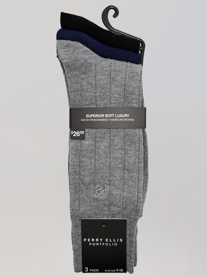 3 Pack Luxe Bamboo Socks (New Dk Assrt) 