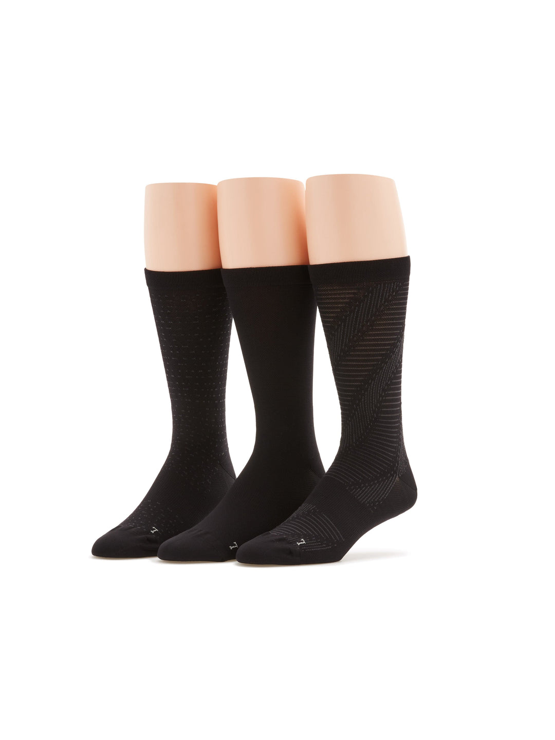 Performance Microfiber Tech Stitch Crew Dress Socks, 3-Pack (Black) 