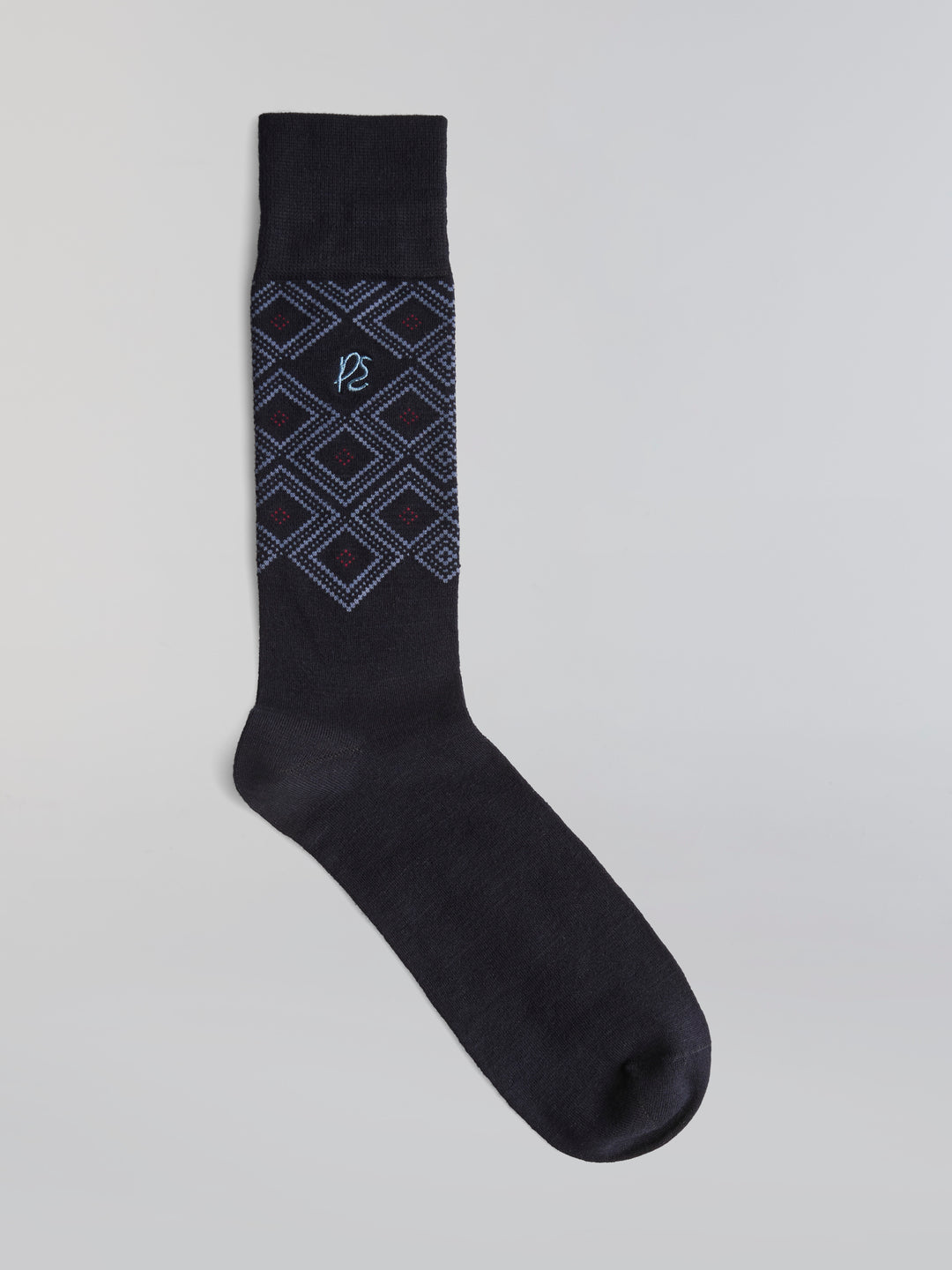 Bamboo Geo Diamond Argyle Logo Socks (China Blue) 