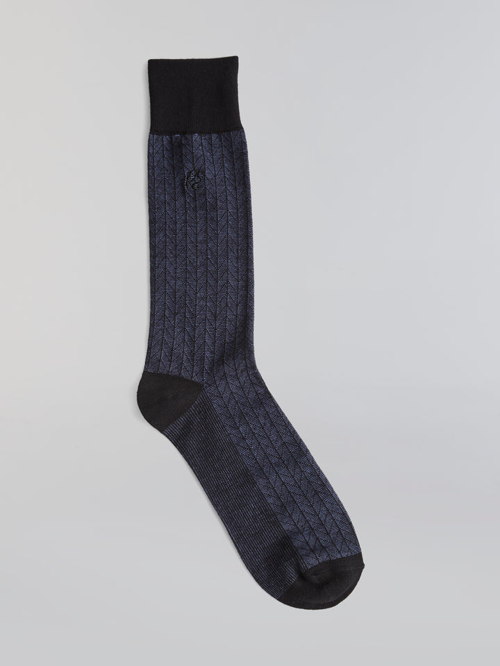 Bamboo Herringbone Patterned Crew Socks (Anthracite) 