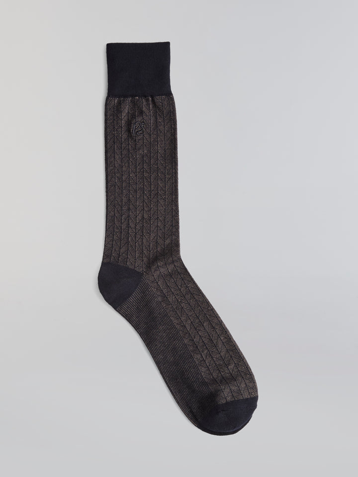 Bamboo Herringbone Patterned Crew Socks (Morel) 