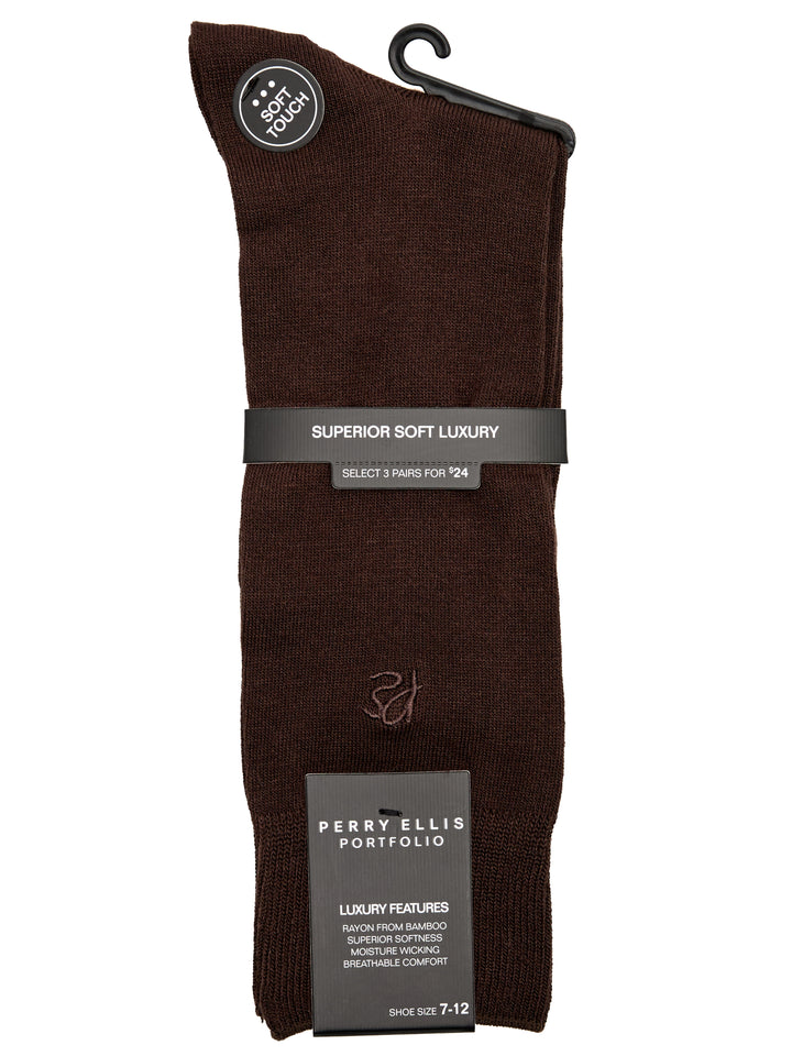 Bamboo Logo Crew Socks (Brown) 