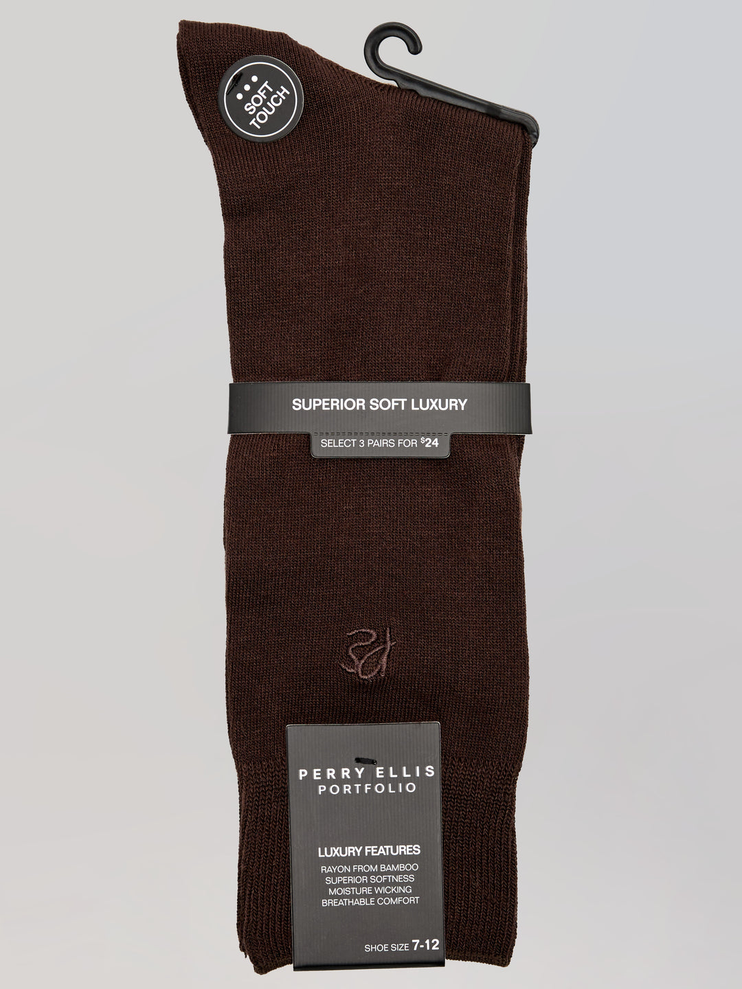 Bamboo Logo Crew Socks (Brown) 