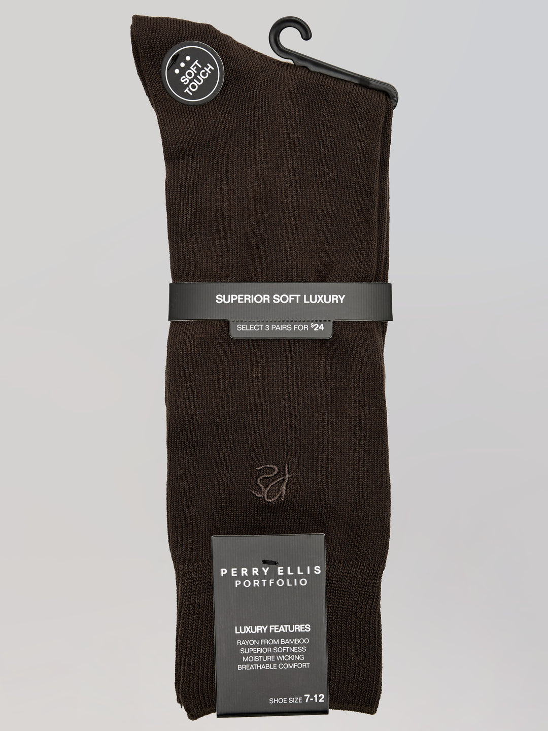 Bamboo Logo Crew Socks (Brown) 