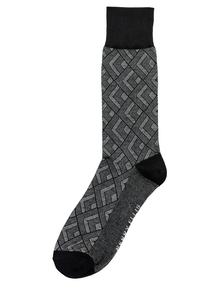 Bamboo Viscose Blend Modern Diamond Crew Socks (Anthracite) 