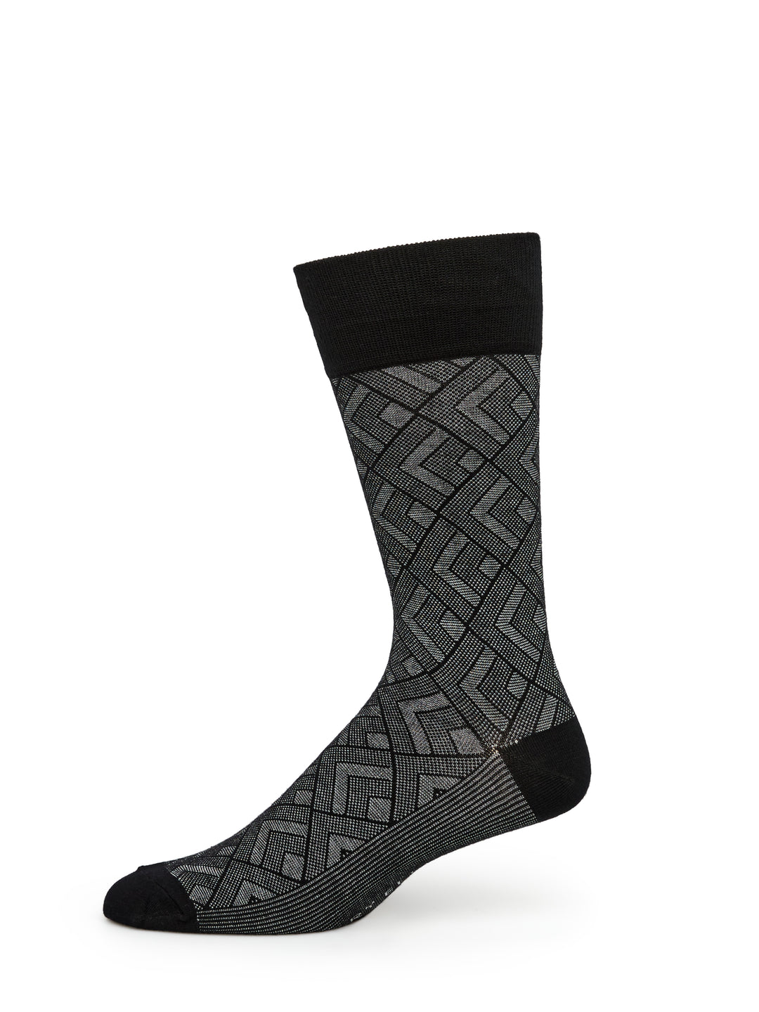 Bamboo Viscose Blend Modern Diamond Crew Socks (Anthracite) 