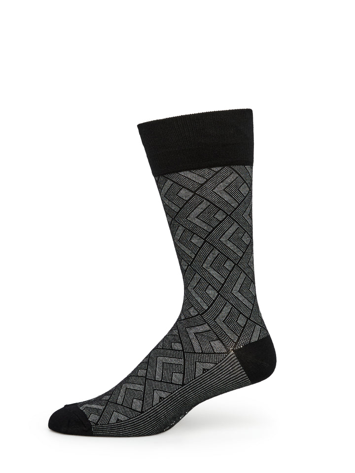 Bamboo Viscose Blend Modern Diamond Crew Socks (Anthracite) 