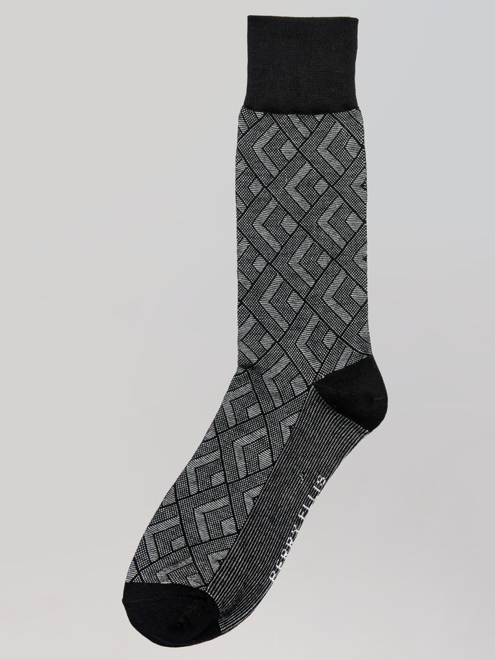 Bamboo Viscose Blend Modern Diamond Crew Socks (Anthracite) 