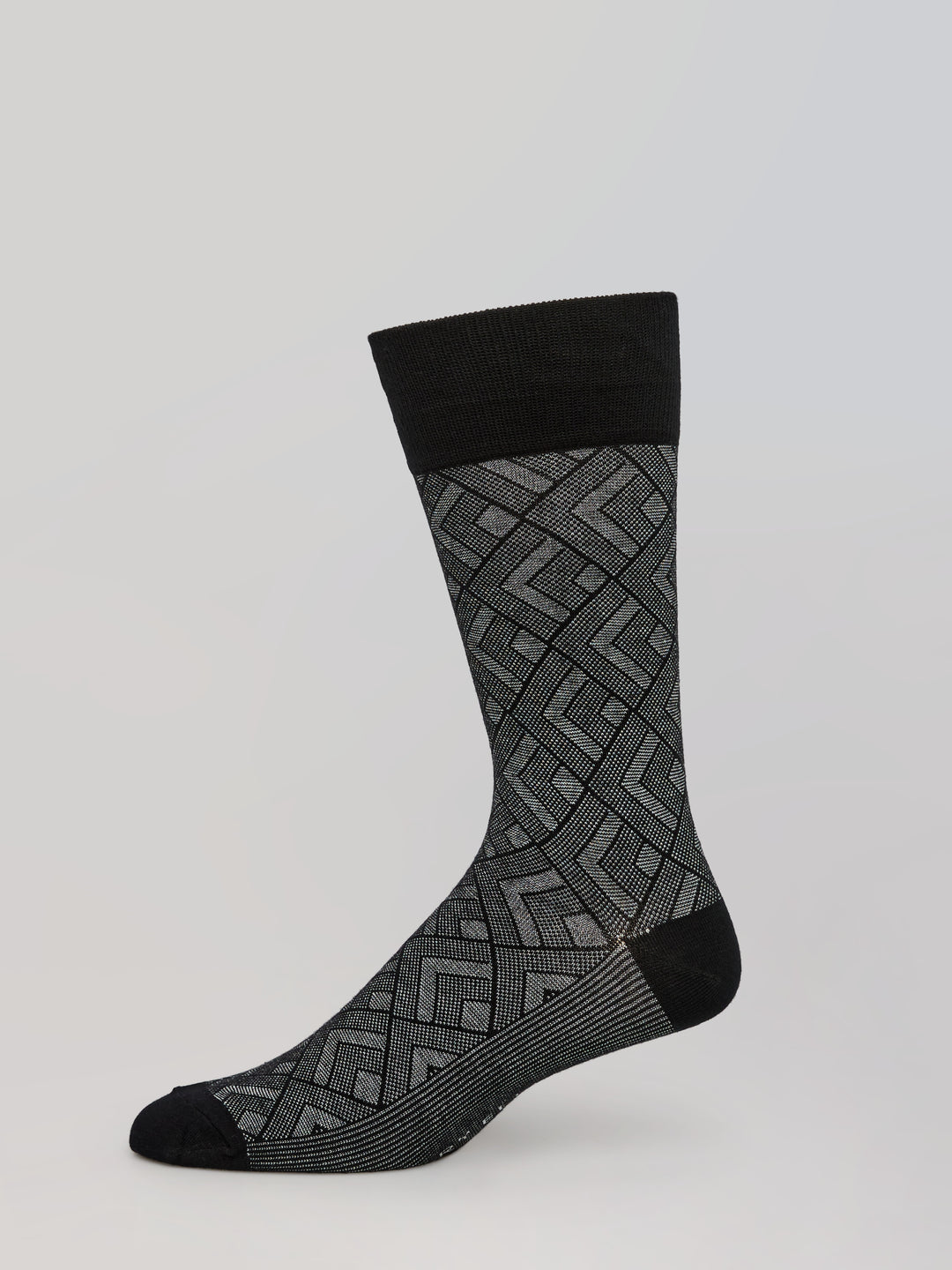 Bamboo Viscose Blend Modern Diamond Crew Socks (Anthracite) 