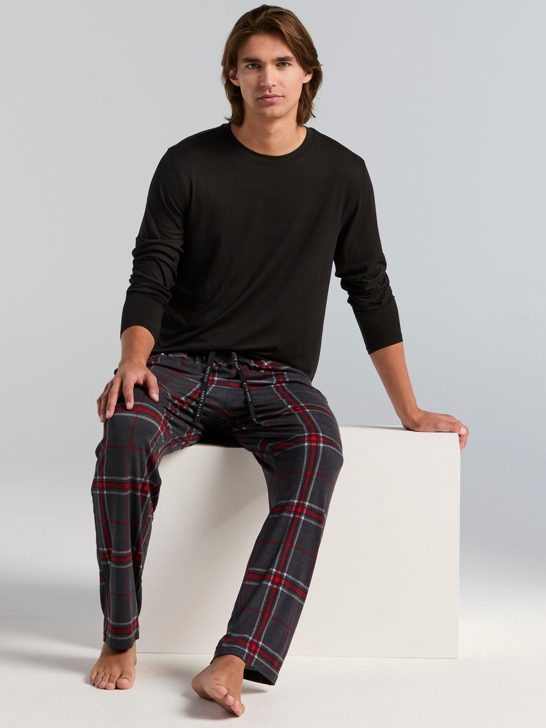 Deluxe Touch Plaid Lounge Pants (Chili Pepper) 