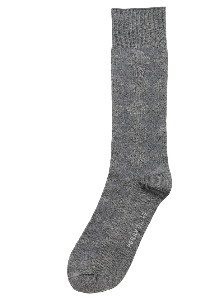 Textured Argyle Logo Crew Socks (Heath. Chrl) 