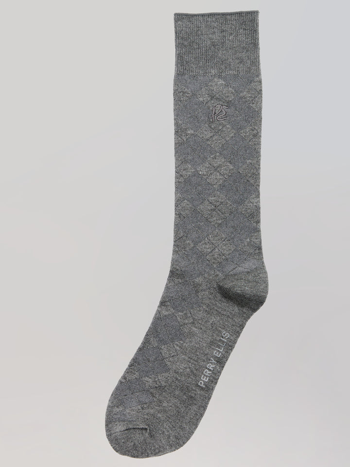 Textured Argyle Logo Crew Socks (Heath. Chrl) 