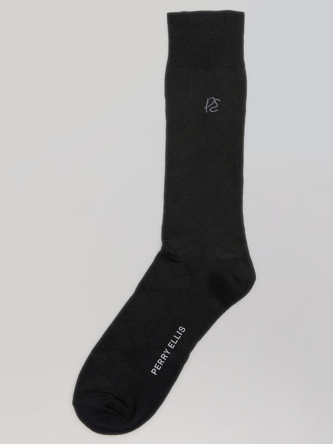 Textured Argyle Logo Crew Socks (Black) 