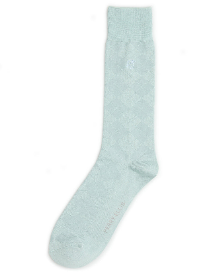 Textured Argyle Logo Crew Socks (Cloud Blue)
