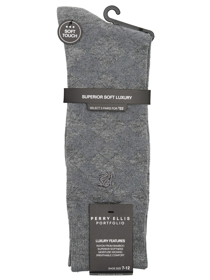 Textured Argyle Logo Crew Socks (Heath. Chrl) 