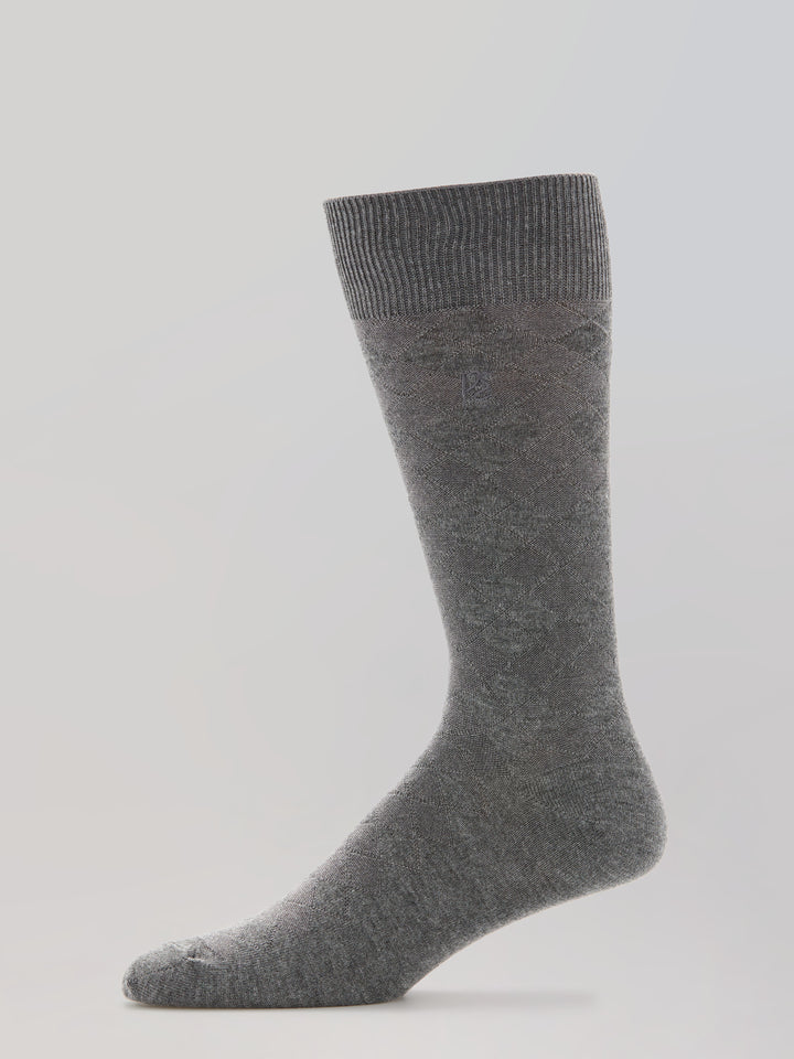 Textured Argyle Logo Crew Socks (Heath. Chrl) 