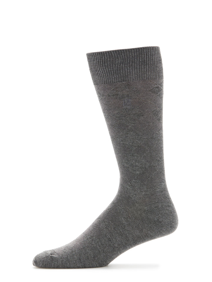 Textured Argyle Logo Crew Socks (Heath. Chrl) 