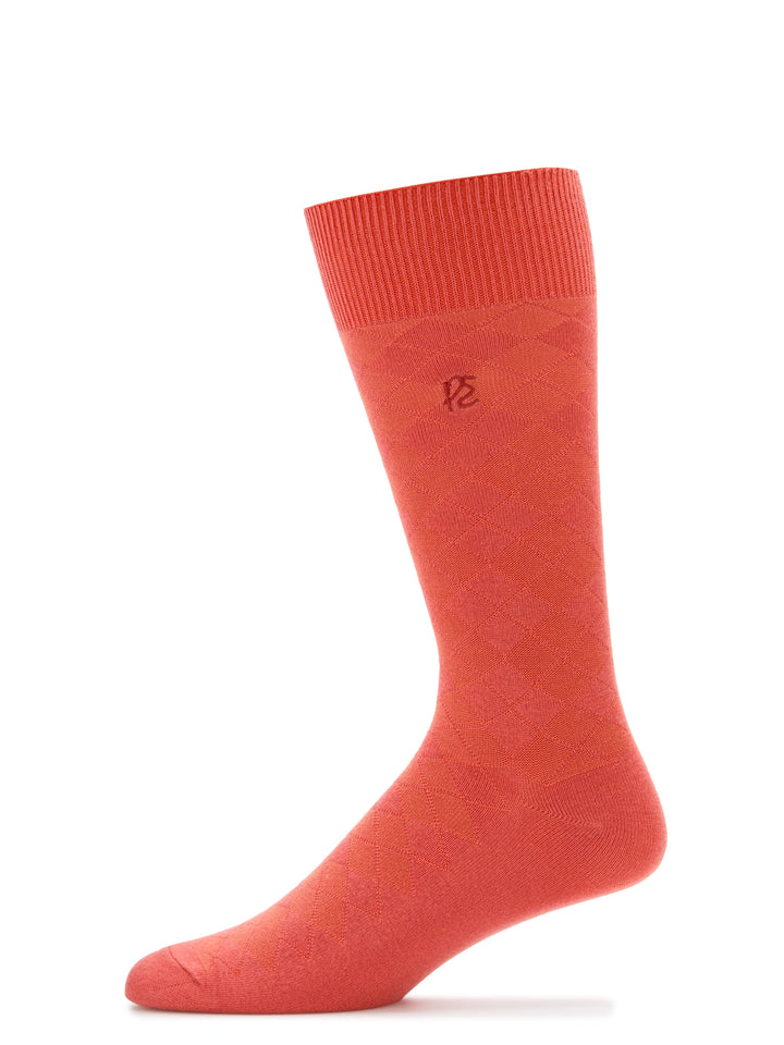 Textured Argyle Logo Crew Socks (Burnt Sienna) 